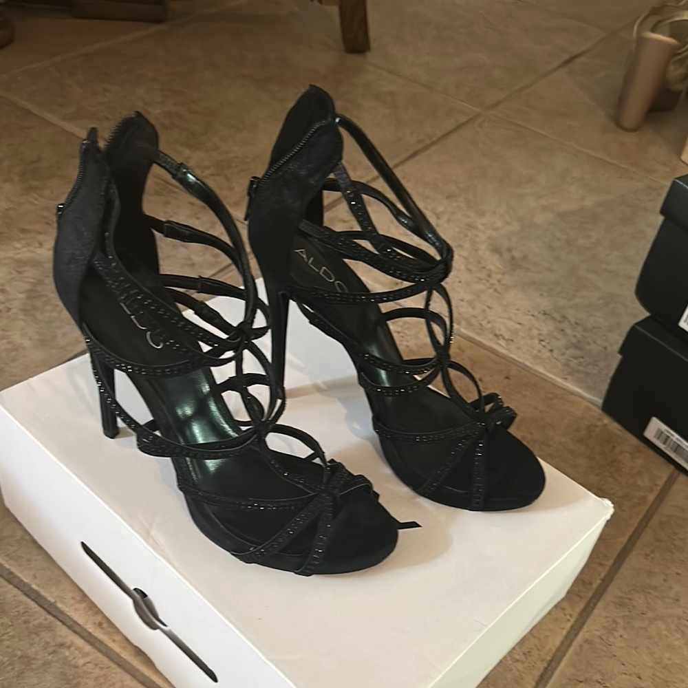 Aldo Elegant Black Strappy Heels
